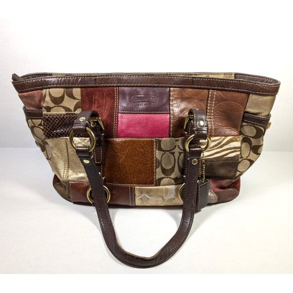 Coach Legacy Limited Edition Holiday Patchwork Leather Tote Bag Purse - Picture 1 of 16